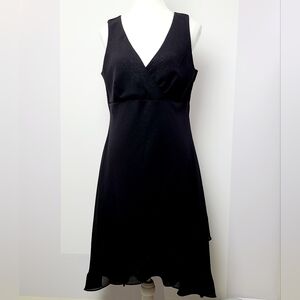Vintage Alyn Paige Black Sleeveless V-Neck A-Line Midi Dress Sz 14 (PTP 17”)